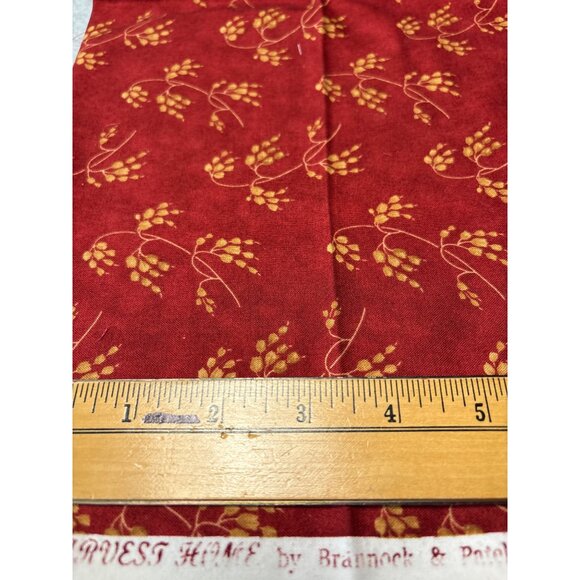 Harvest Home Fat Quarter 18x22 Cotton Fabric By Brannock & Patek Red Gold Floral - Picture 2 of 5